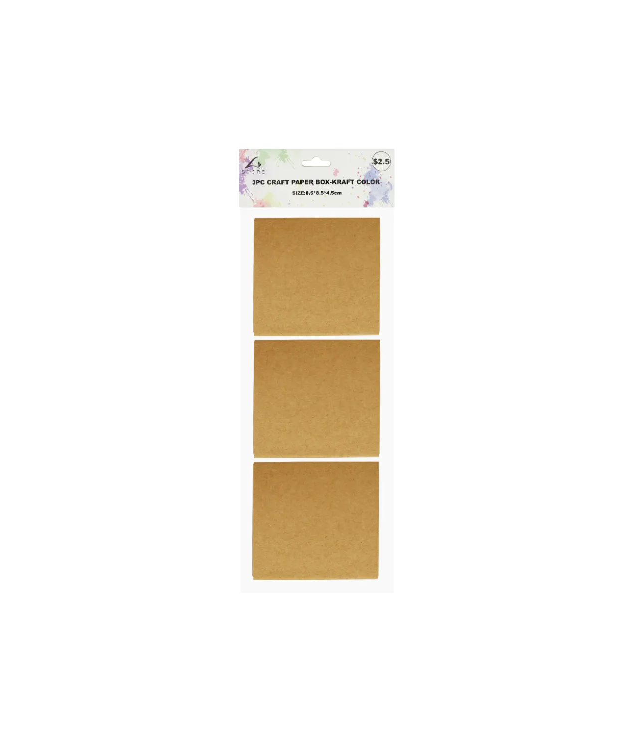 Kraft Brown Square Craft Paper Boxes 3pk