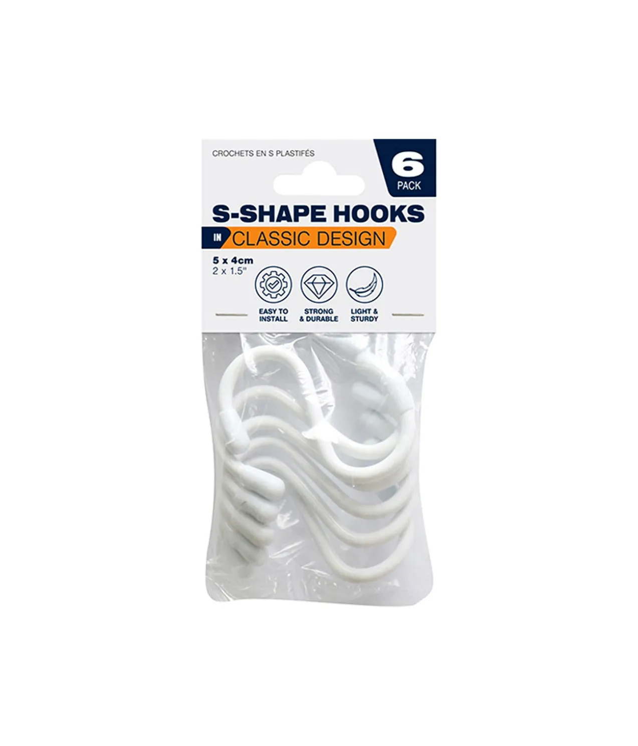 Laminated S-Shape Hooks 6pk