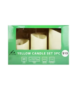 LED Yellow Candle Set 3pk