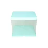 Light Blue Double Layer Transparent Cake Box 8in