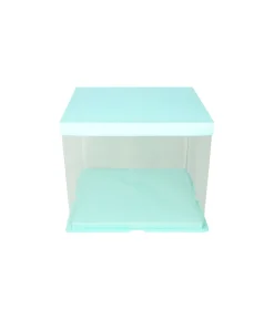 Light Blue Double Layer Transparent Cake Box 8in