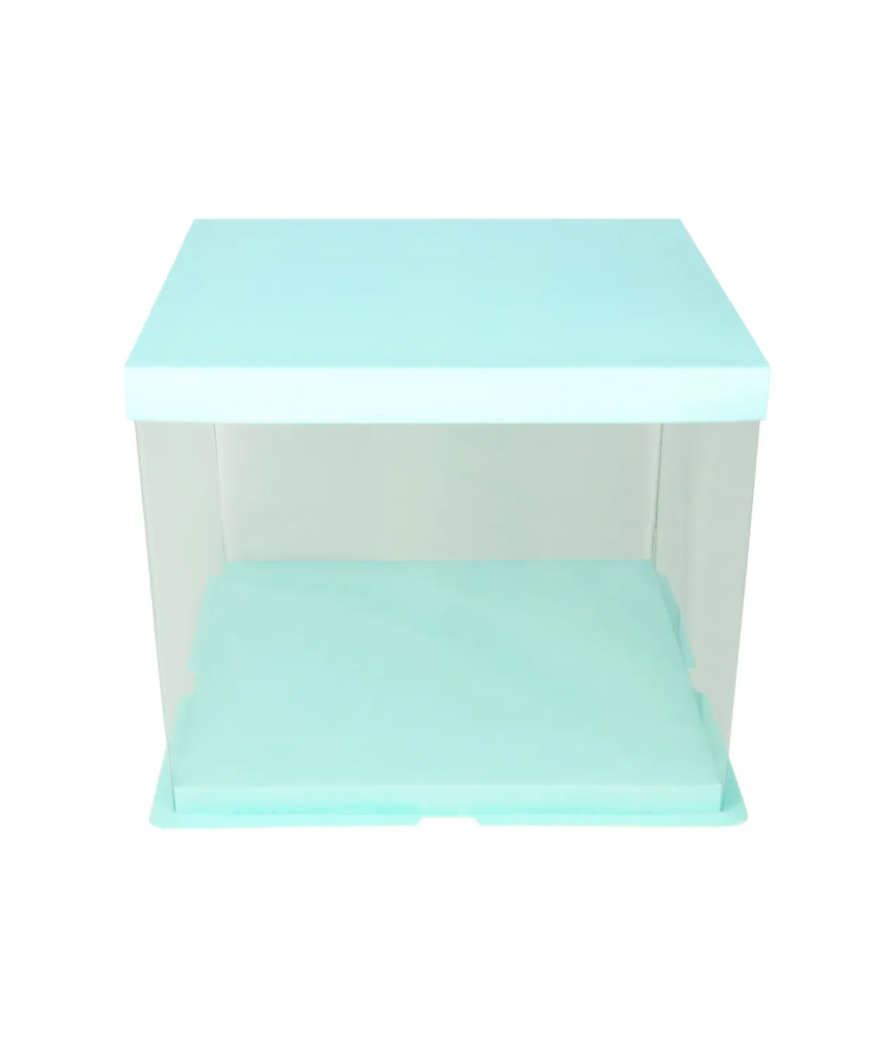Light Blue Double Layer Transparent Cake Box 12in