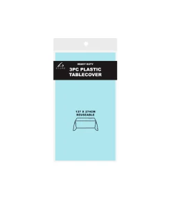 Light Blue Plastic Tablecover 3pk