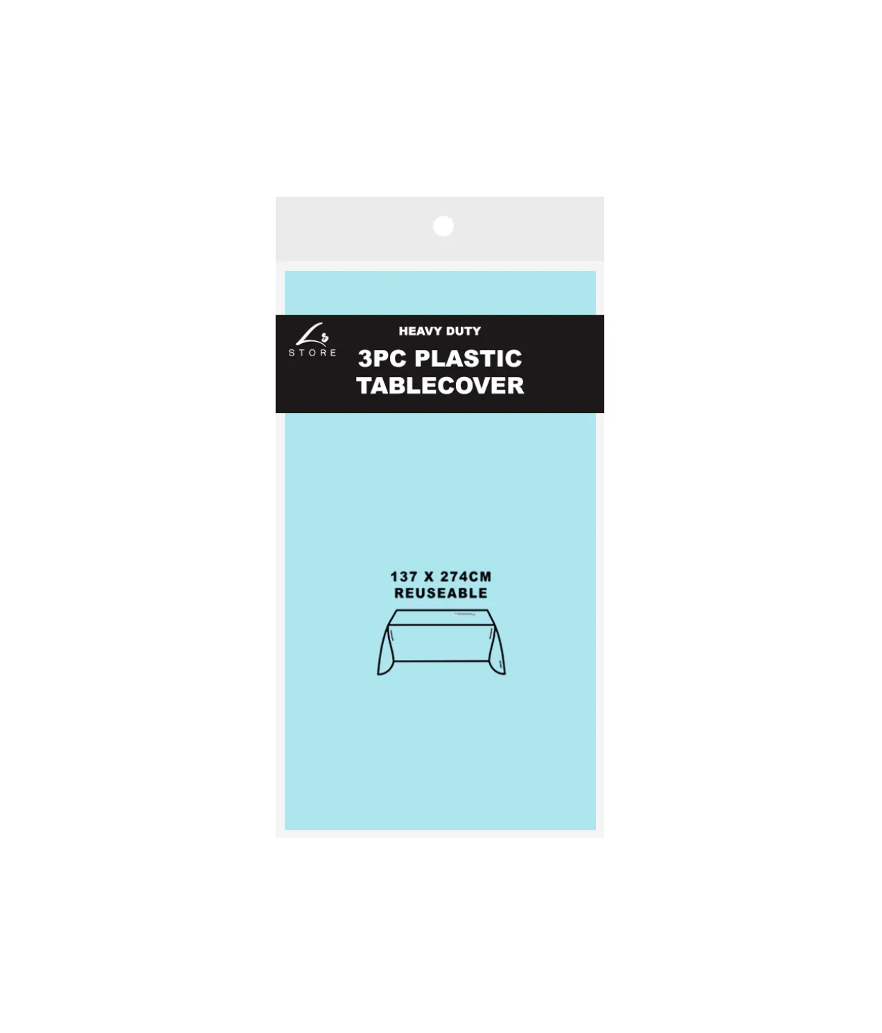 Light Blue Plastic Tablecover 3pk