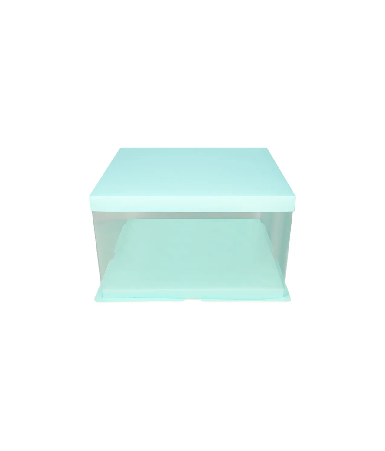 Light Blue Single Layer Transparent Cake Box 6in