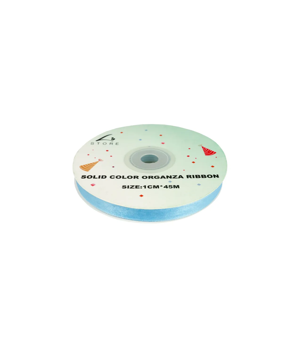 Light Blue Solid Colour Organza Ribbon 1cm
