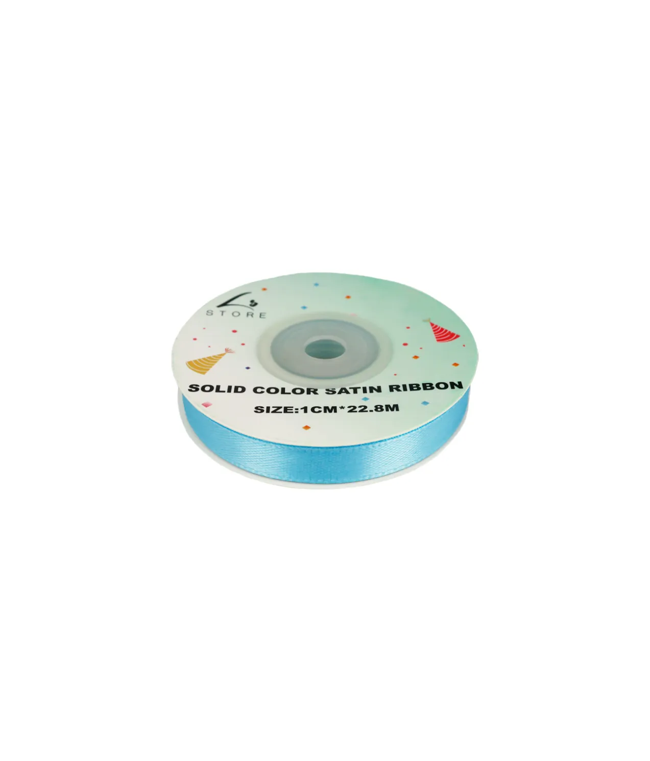Light Blue Solid Colour Satin Ribbon 1cm