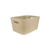 Light Brown Plastic Rattan Basket 29.2x21x15cm