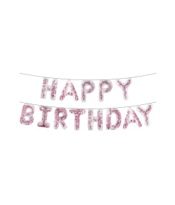 Light Pink Confetti Happy Birthday Balloon Banner 16in