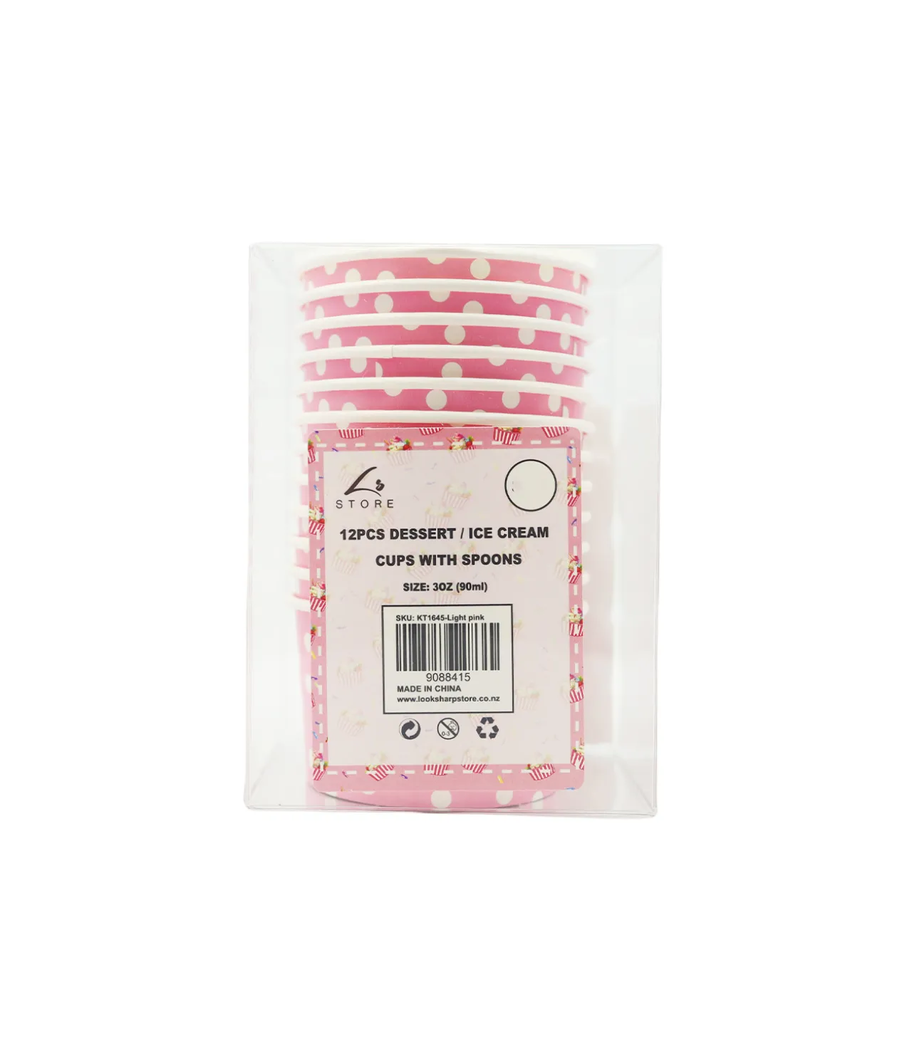 Light Pink Dots Ice Cream Cups 12pk 3oz
