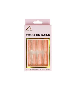Light Pink Glitter Press On Nails 24pc