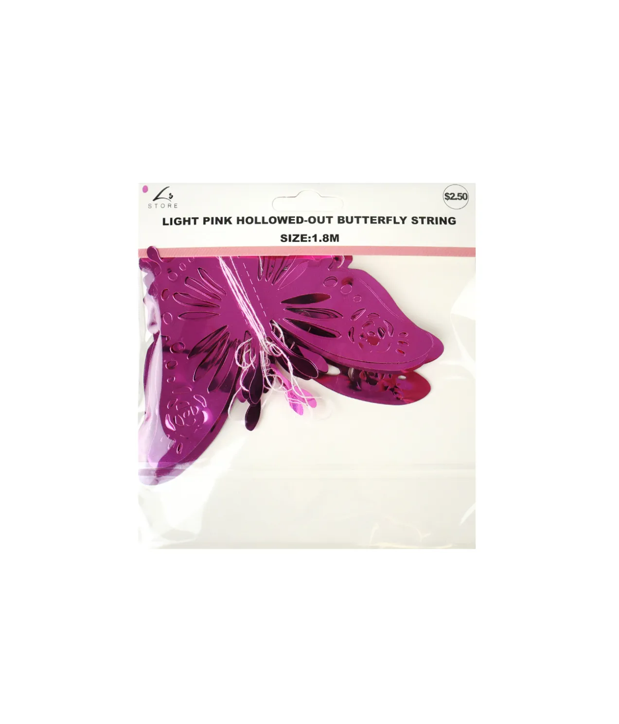 Light Pink Hollowed-out Butterfly String 1.8m