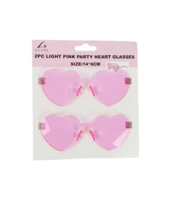 Light Pink Party Heart Glasses 14x6cm 2pc
