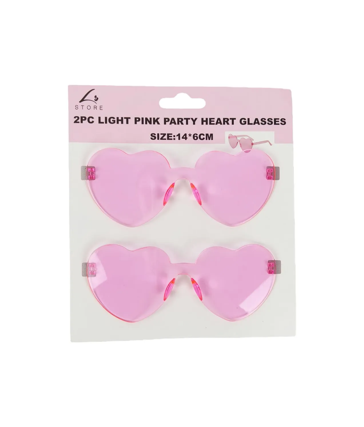 Light Pink Party Heart Glasses 14x6cm 2pc