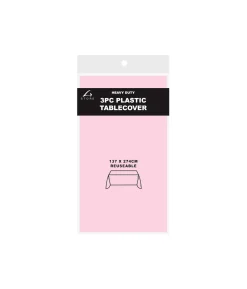 Light Pink Plastic Tablecover 3pk
