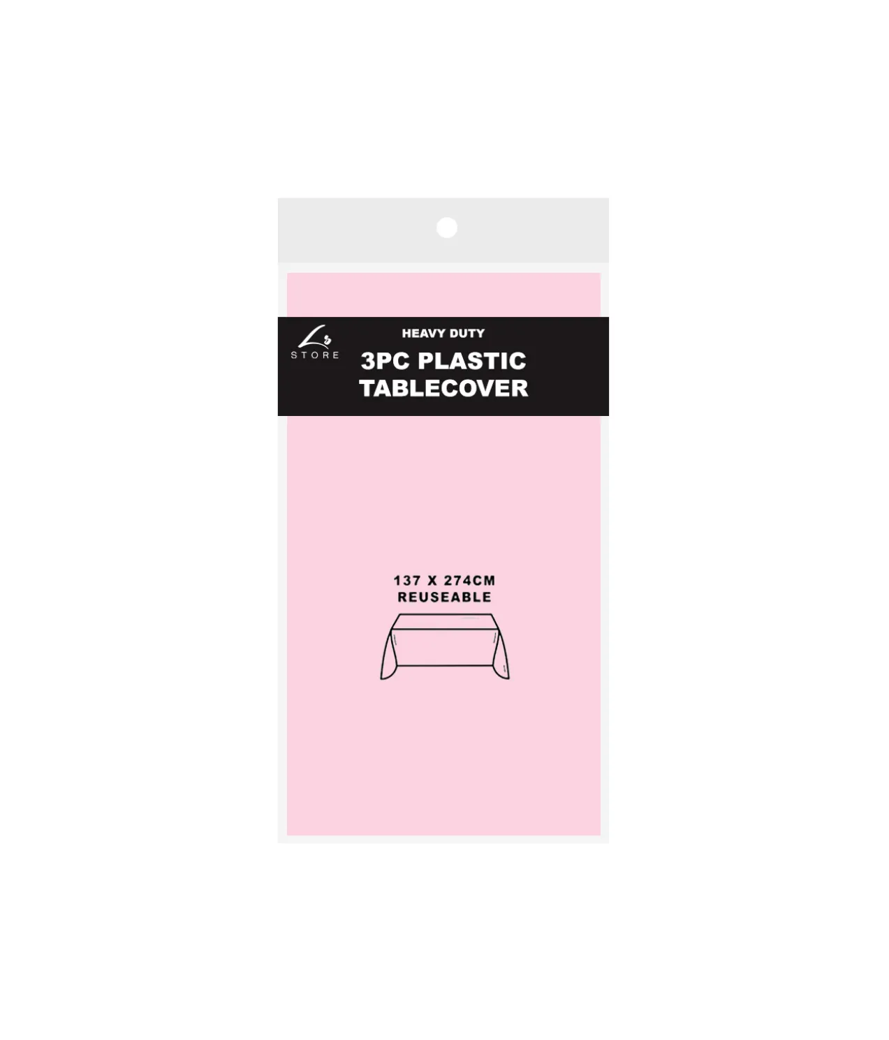 Light Pink Plastic Tablecover 3pk