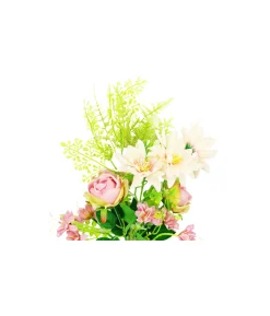Light Pink Rose And Peach Dahlia Bush 6 Heads 49cm