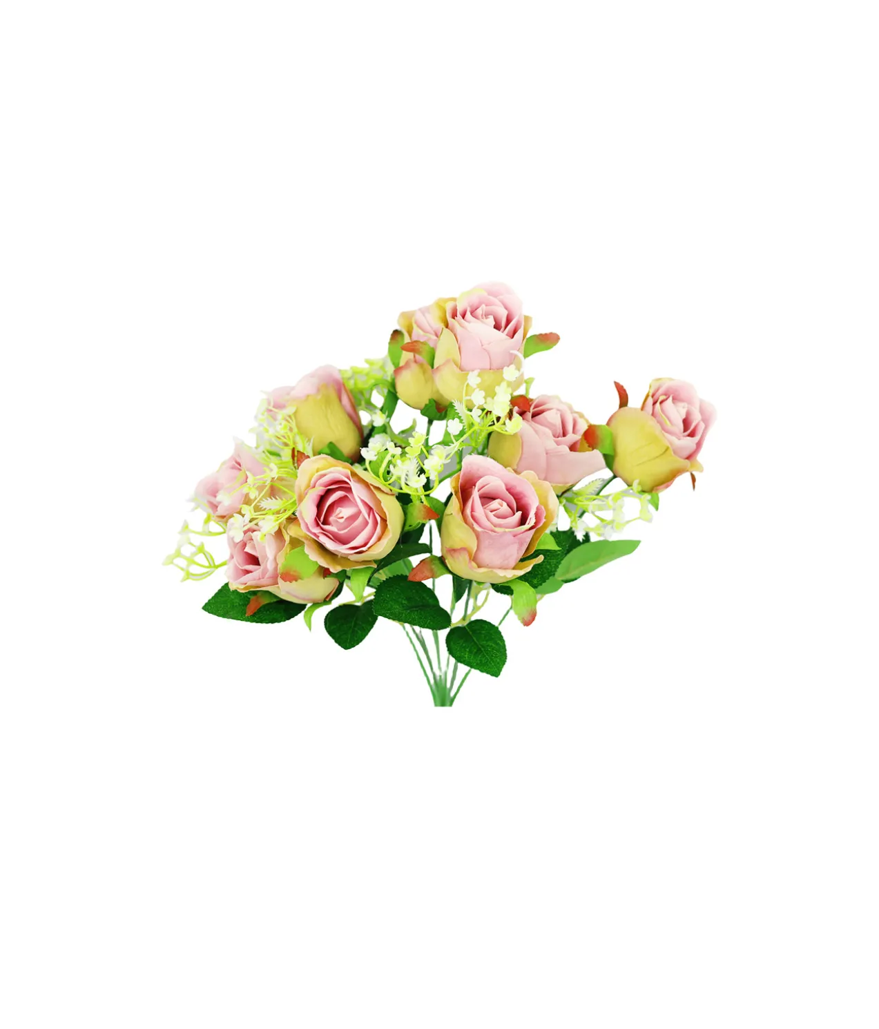 Light Pink Rose Bush 9 Heads 38cm