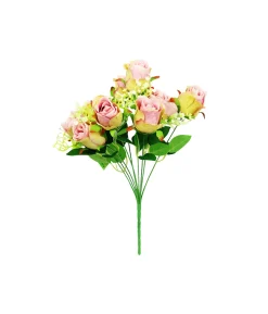 Light Pink Rose Bush 9 Heads 38cm