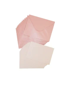 Light Pink Small Pearlised Cards & Envelopes Set 12pc