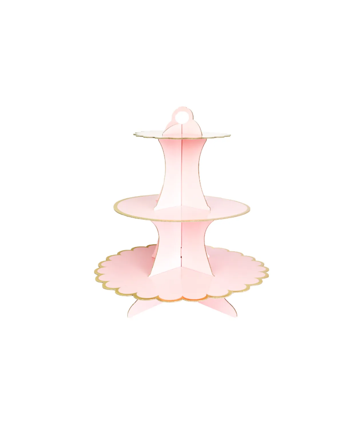 Light Pink With Edge Design 3 Tier Cupcake Stand