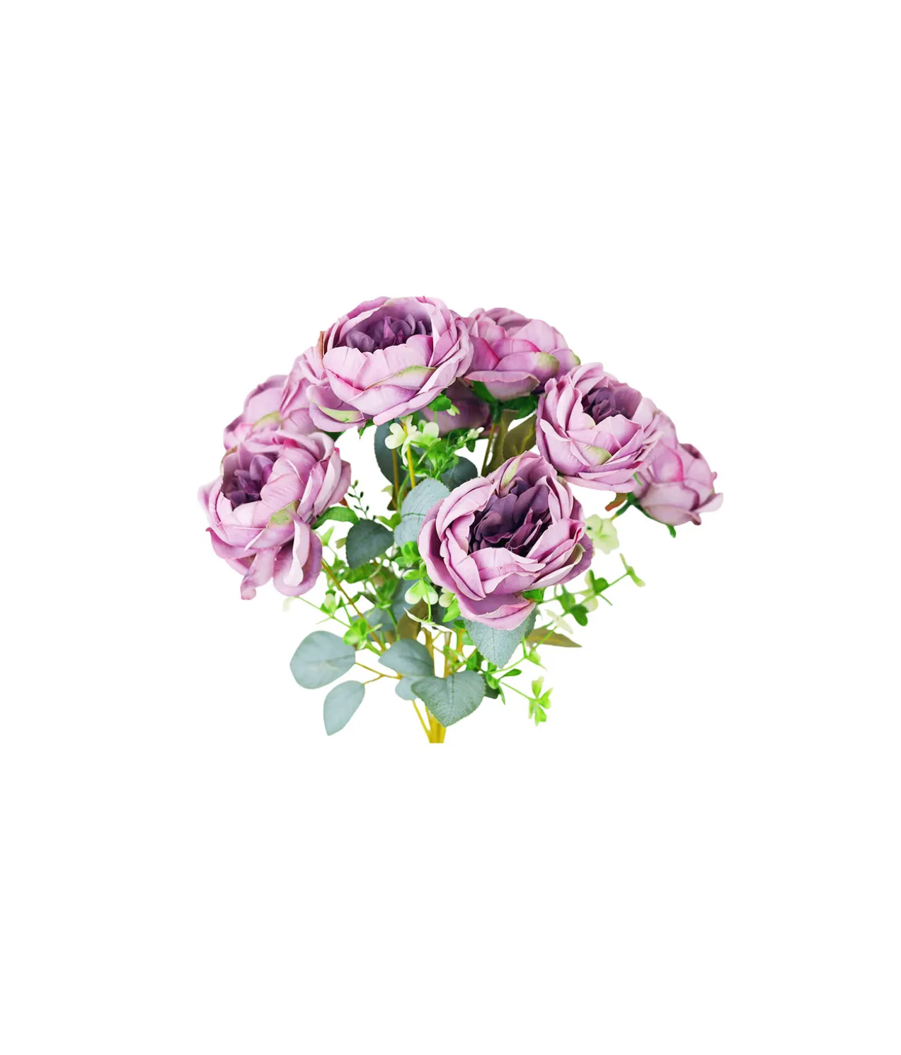 Light Purple Peony Rose Bush 9 Head 40cm