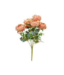 Light Salmon Peony Rose Bush 9 Head 40cm