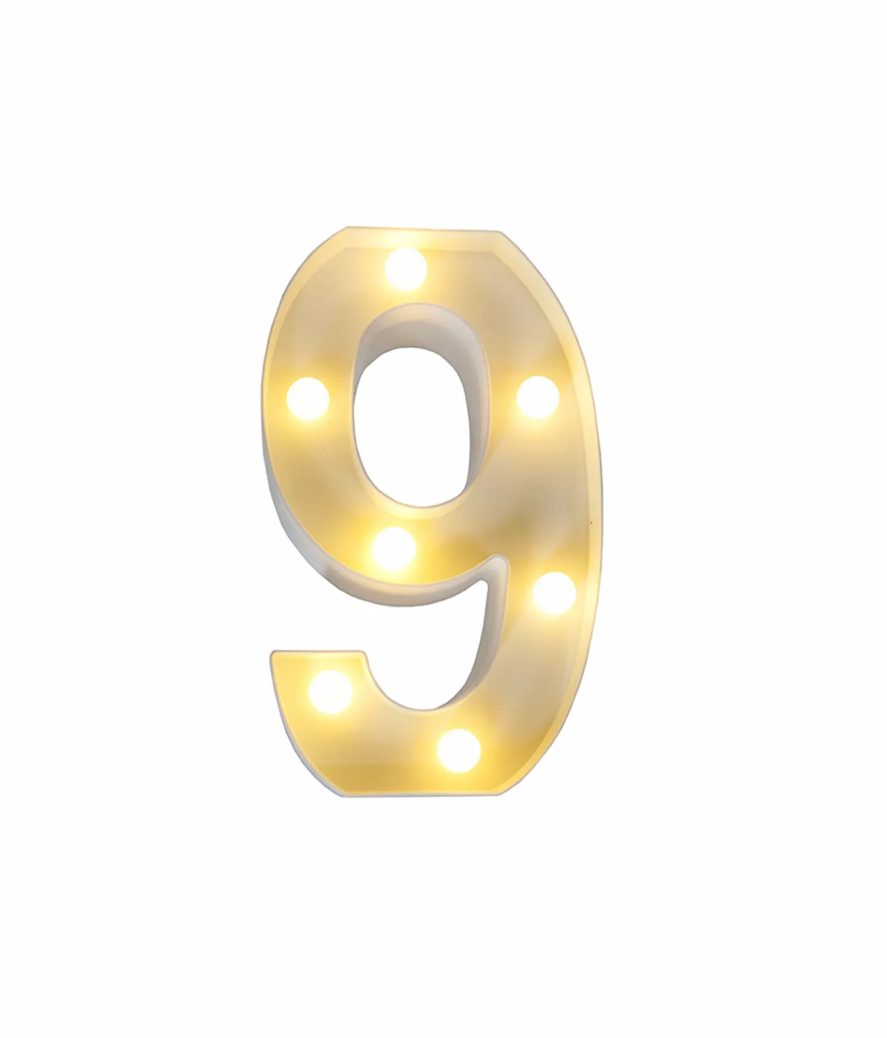 Light Up Number 9 Warm White LED