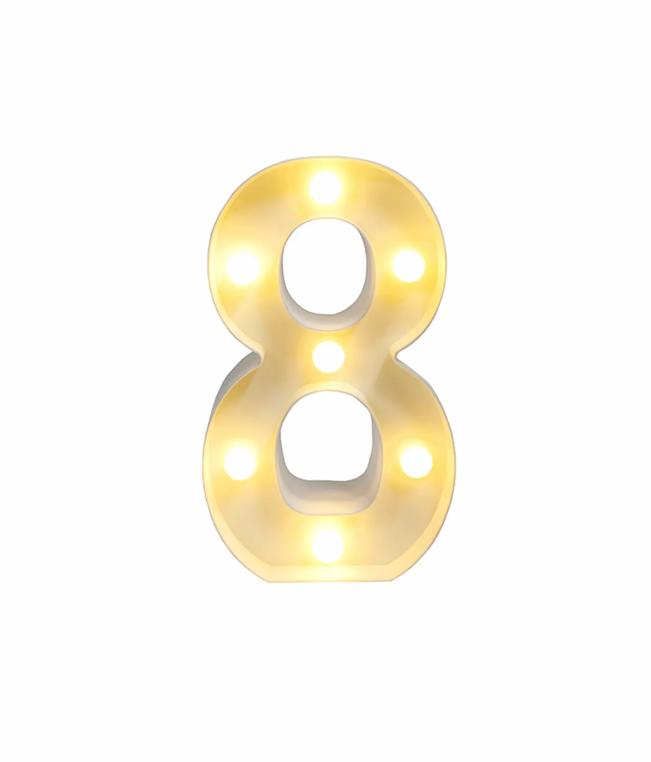 Light Up Number 8 Warm White LED