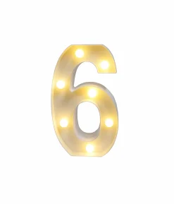 Light Up Number 6 Warm White LED
