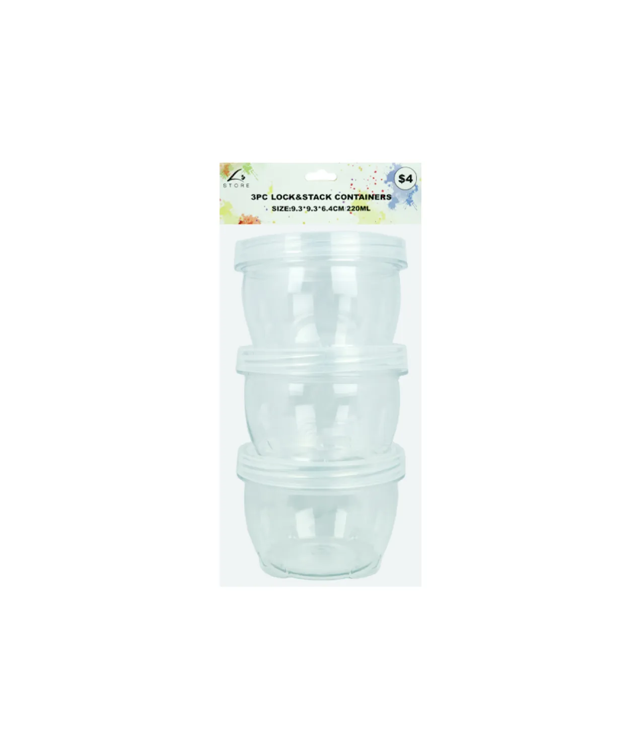 Lock & Stack Container 6.4cm 3pk