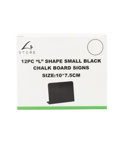 “L” Shaped PVC Small Black Chalk Board Signs 12pc 10×7.5cm