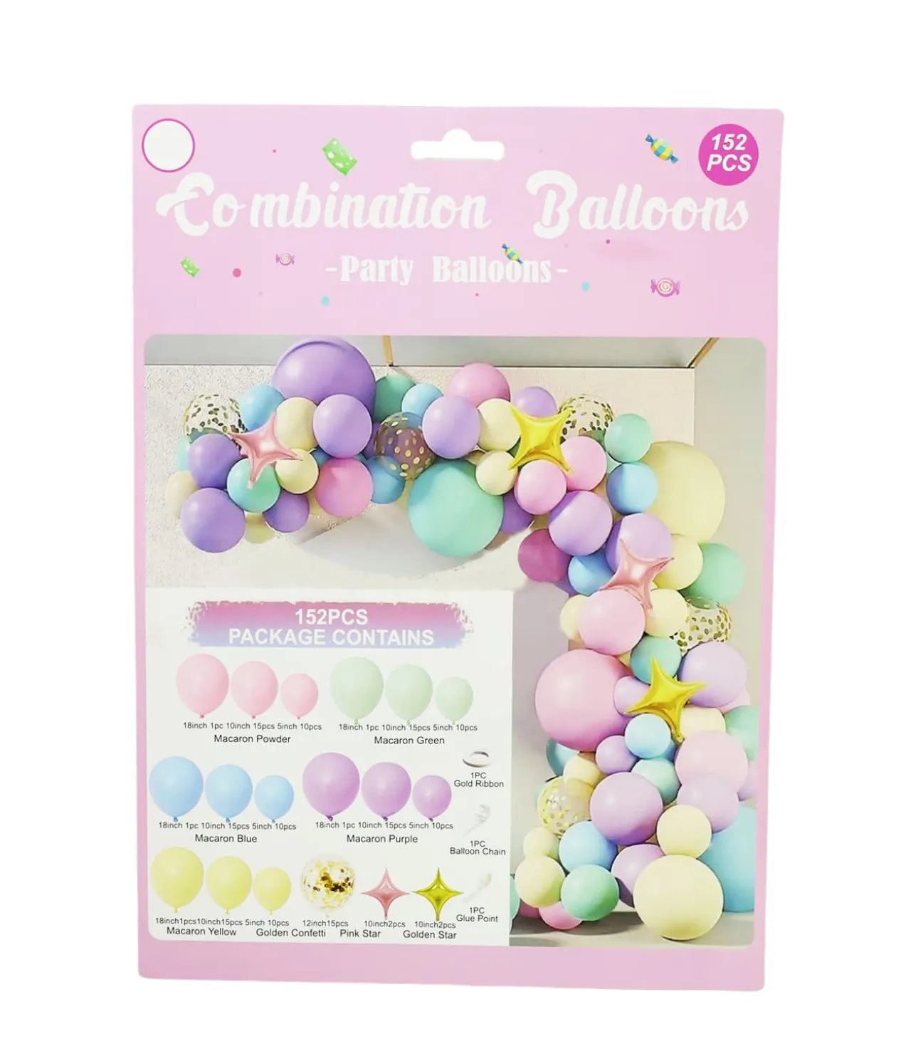 Macaron Color Combination Party Balloon Garland Kit 152pc