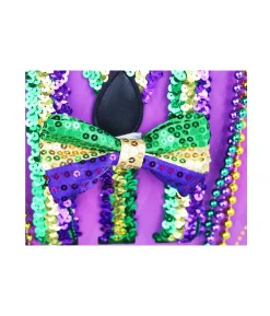 Mardi Gras Set – Necklace, Bowtie, Suspender, and Hat
