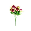 Maroon Rose Bush 9 Heads 38cm