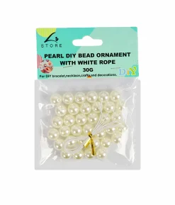 Medium White Pearl DIY Bead Ornament With White Rope 30g