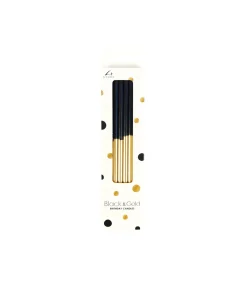 Metallic Gold & Black Birthday Candles 16pc