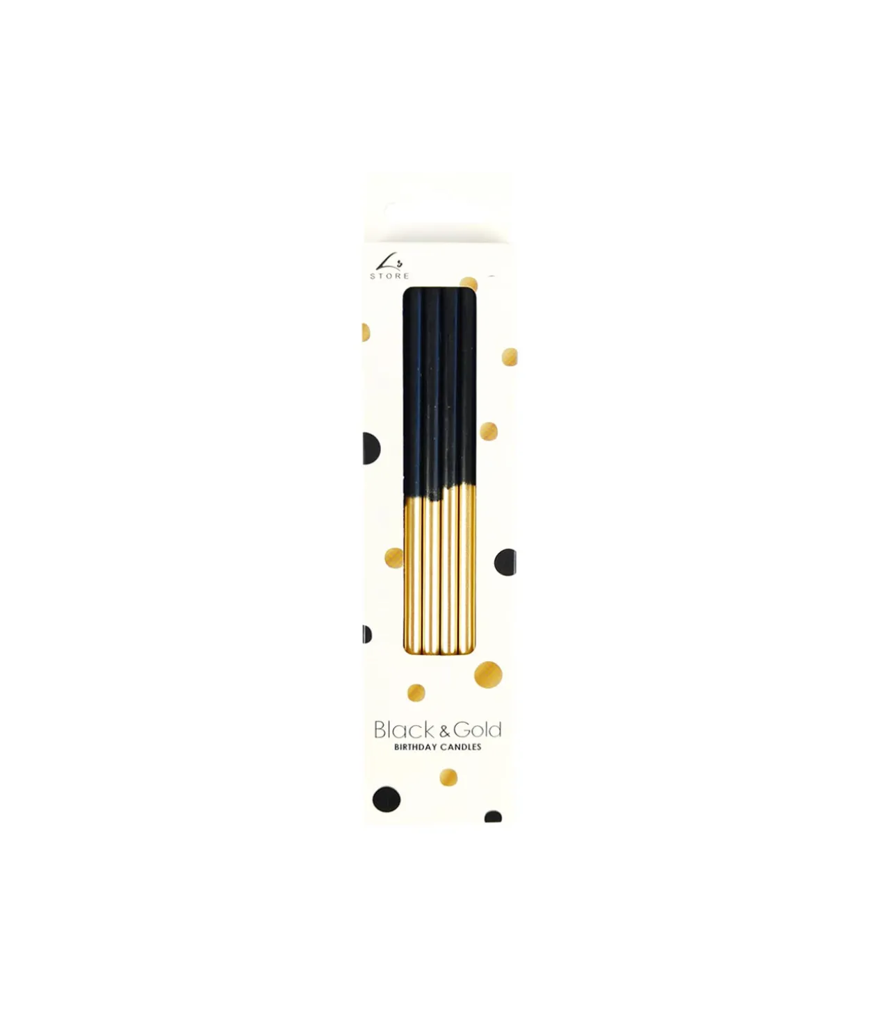 Metallic Gold & Black Birthday Candles 16pc