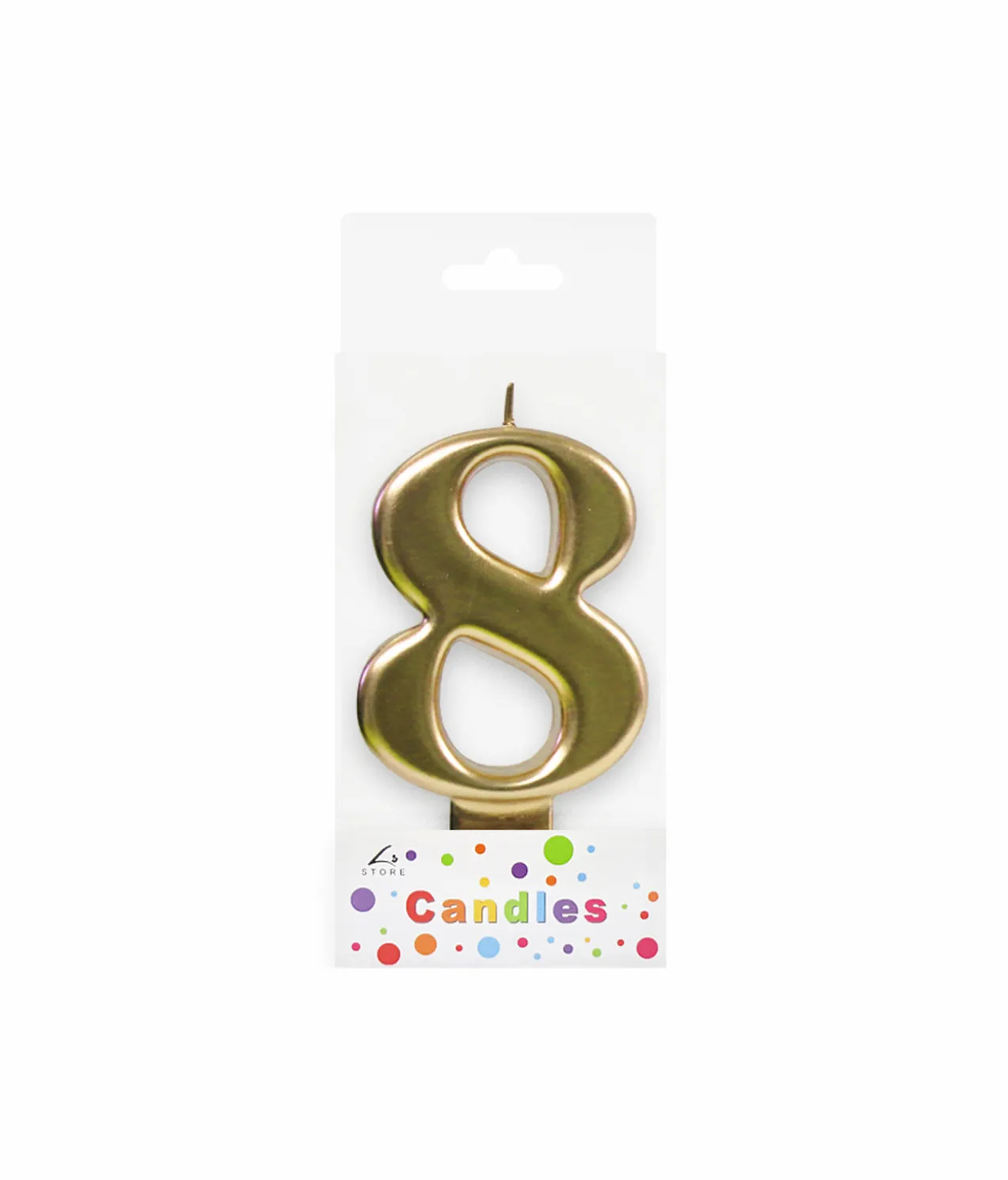 Metallic Gold Number Candle 8