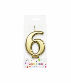 Metallic Gold Number Candle 6