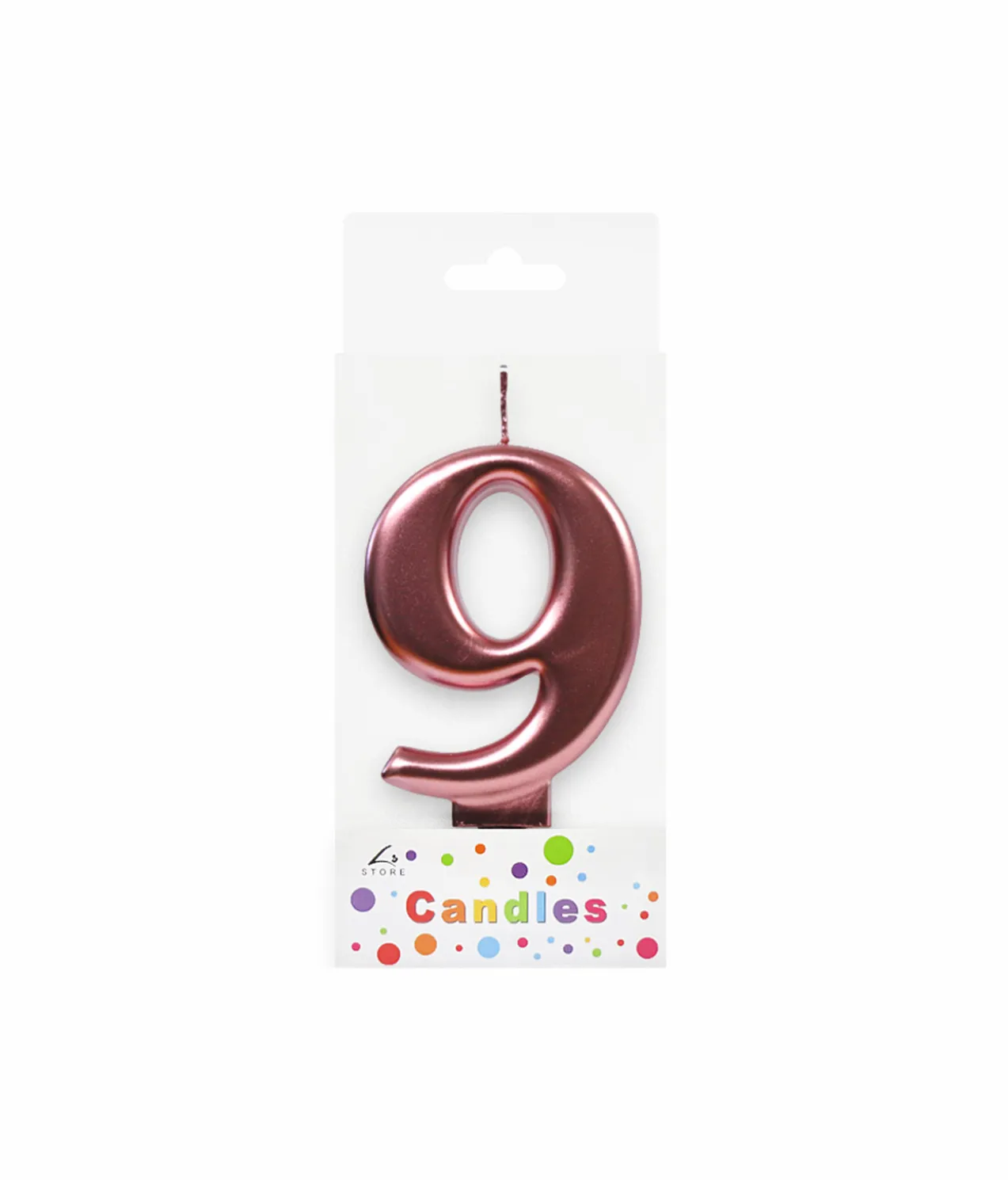 Metallic Rose Gold Number Candle 9