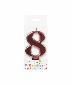Metallic Rose Gold Number Candle 8