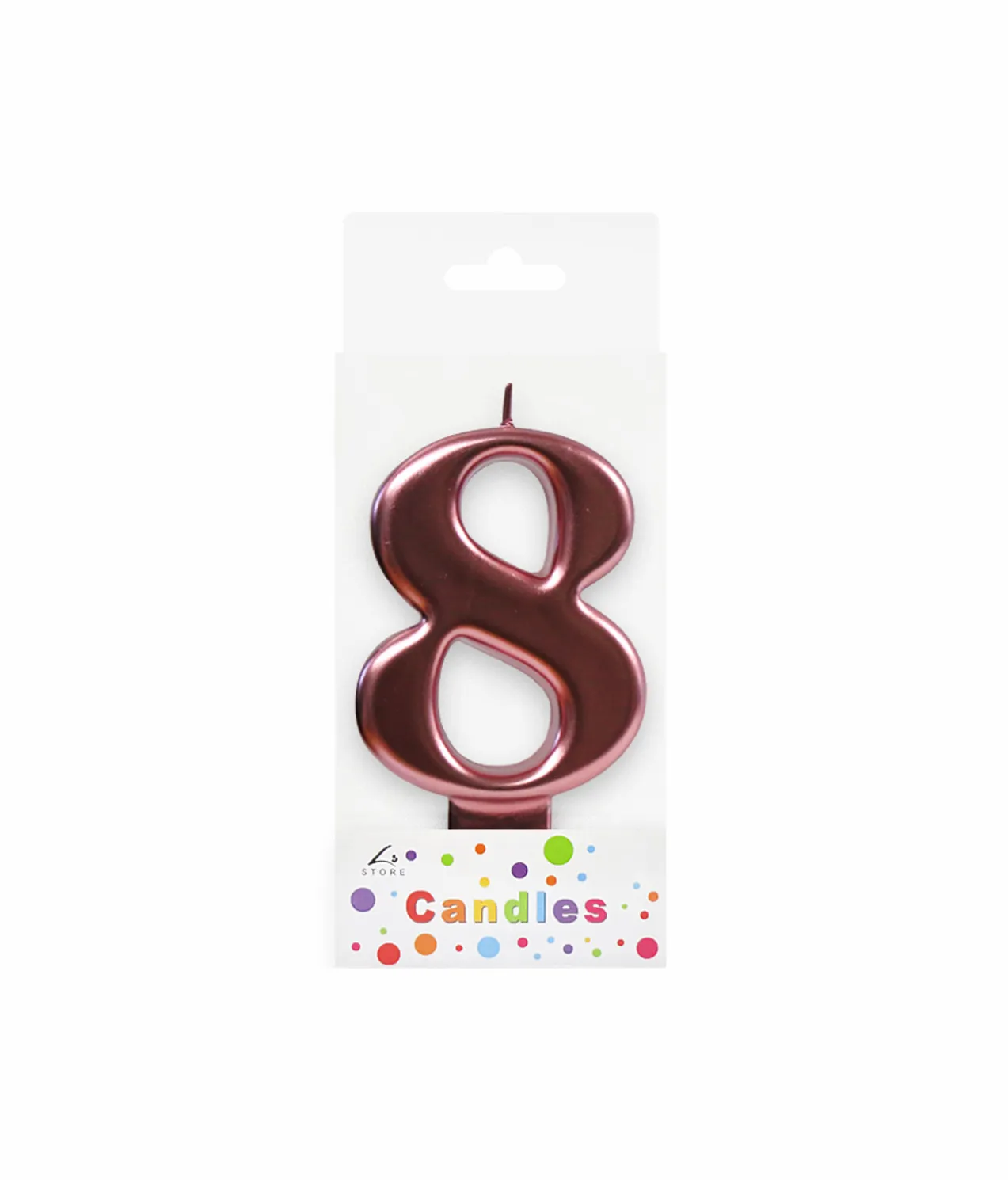 Metallic Rose Gold Number Candle 8