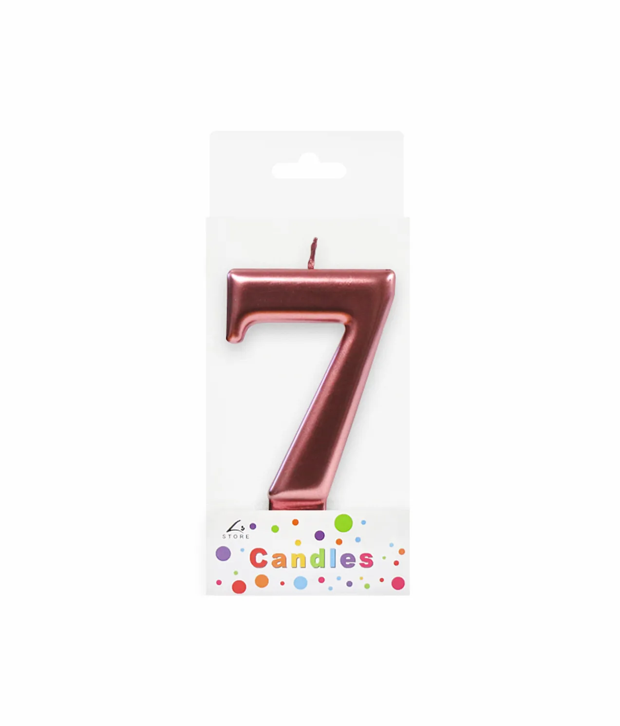 Metallic Rose Gold Number Candle 7