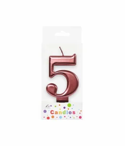 Metallic Rose Gold Number Candle 5