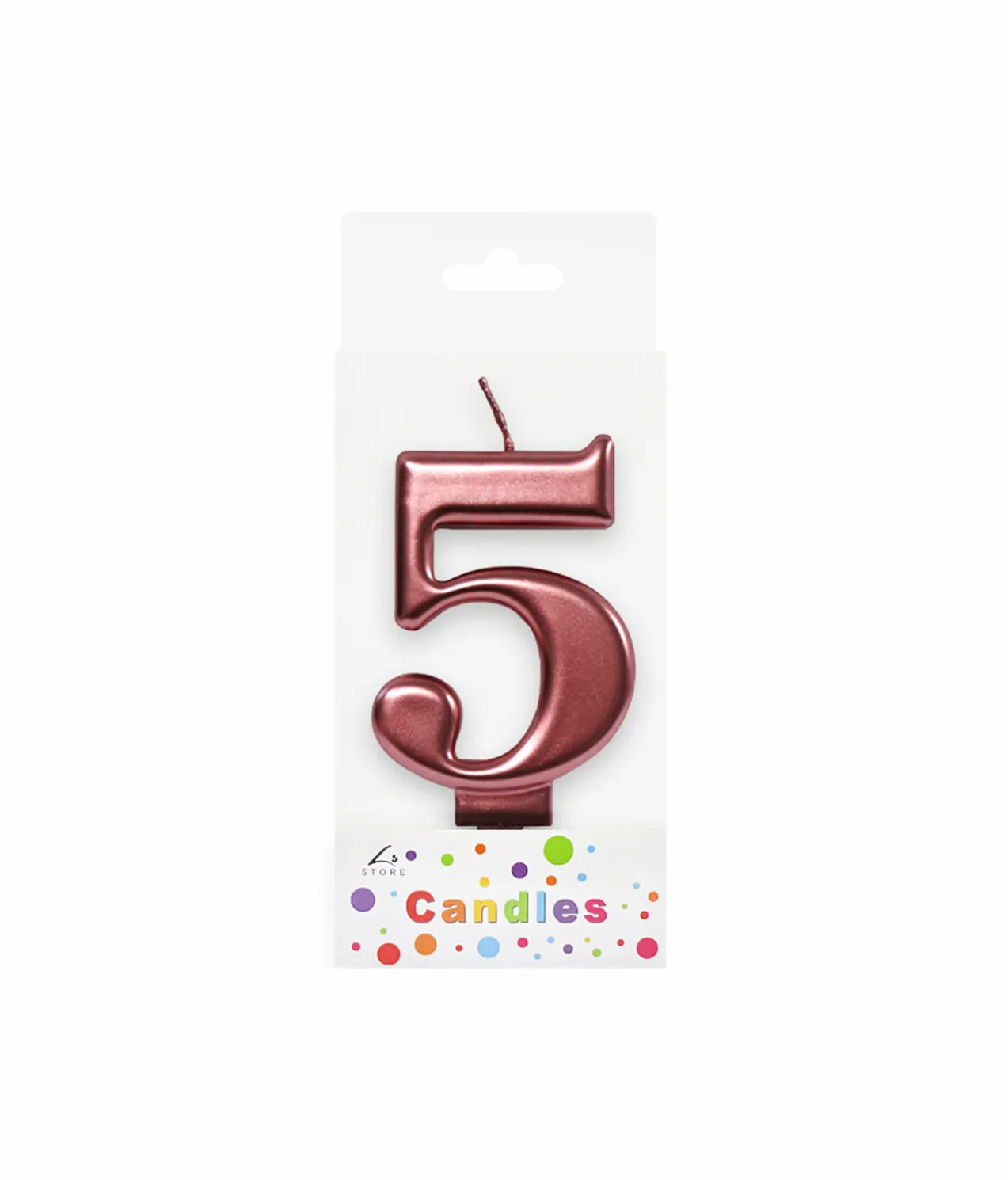 Metallic Rose Gold Number Candle 5