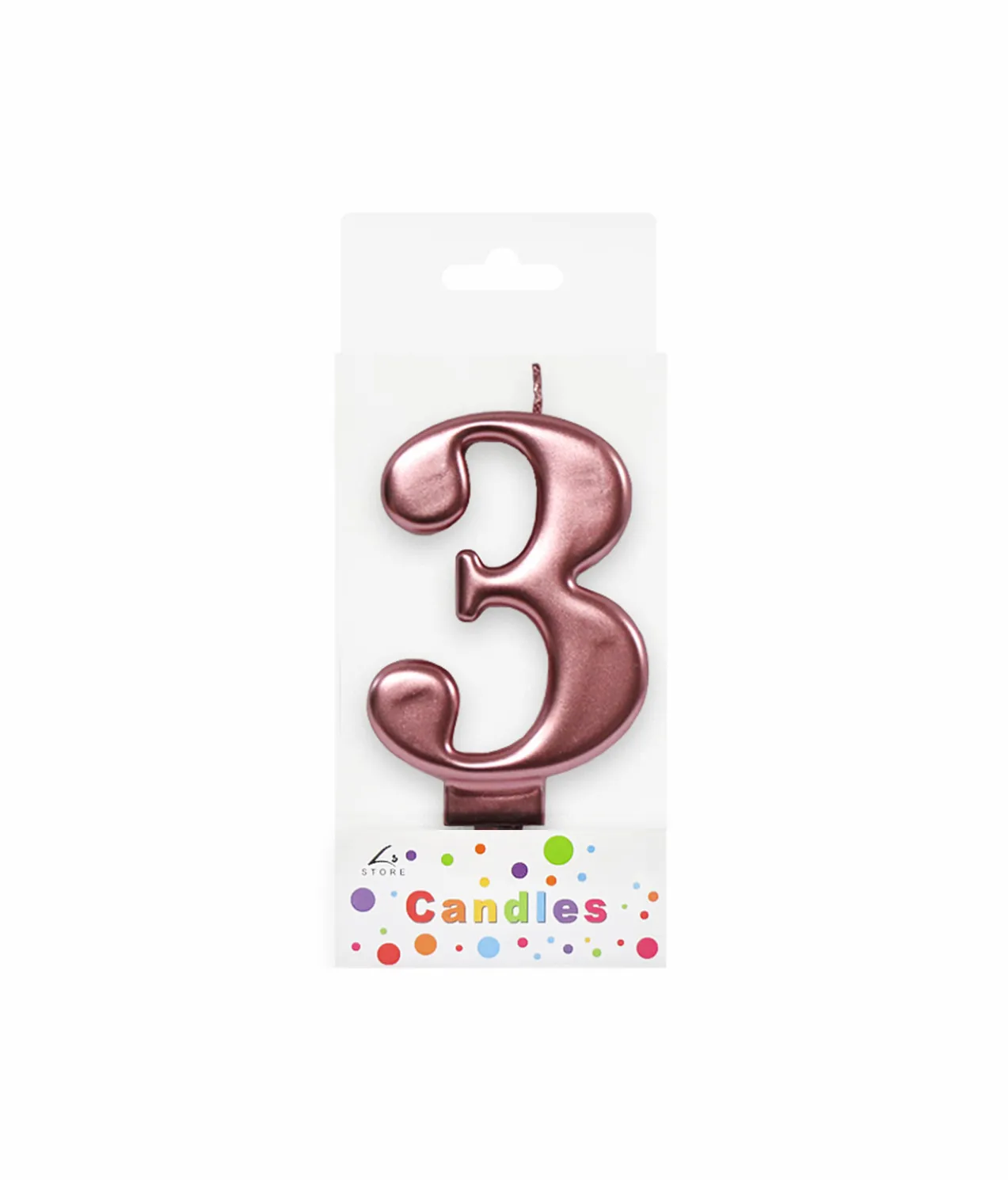 Metallic Rose Gold Number Candle 3