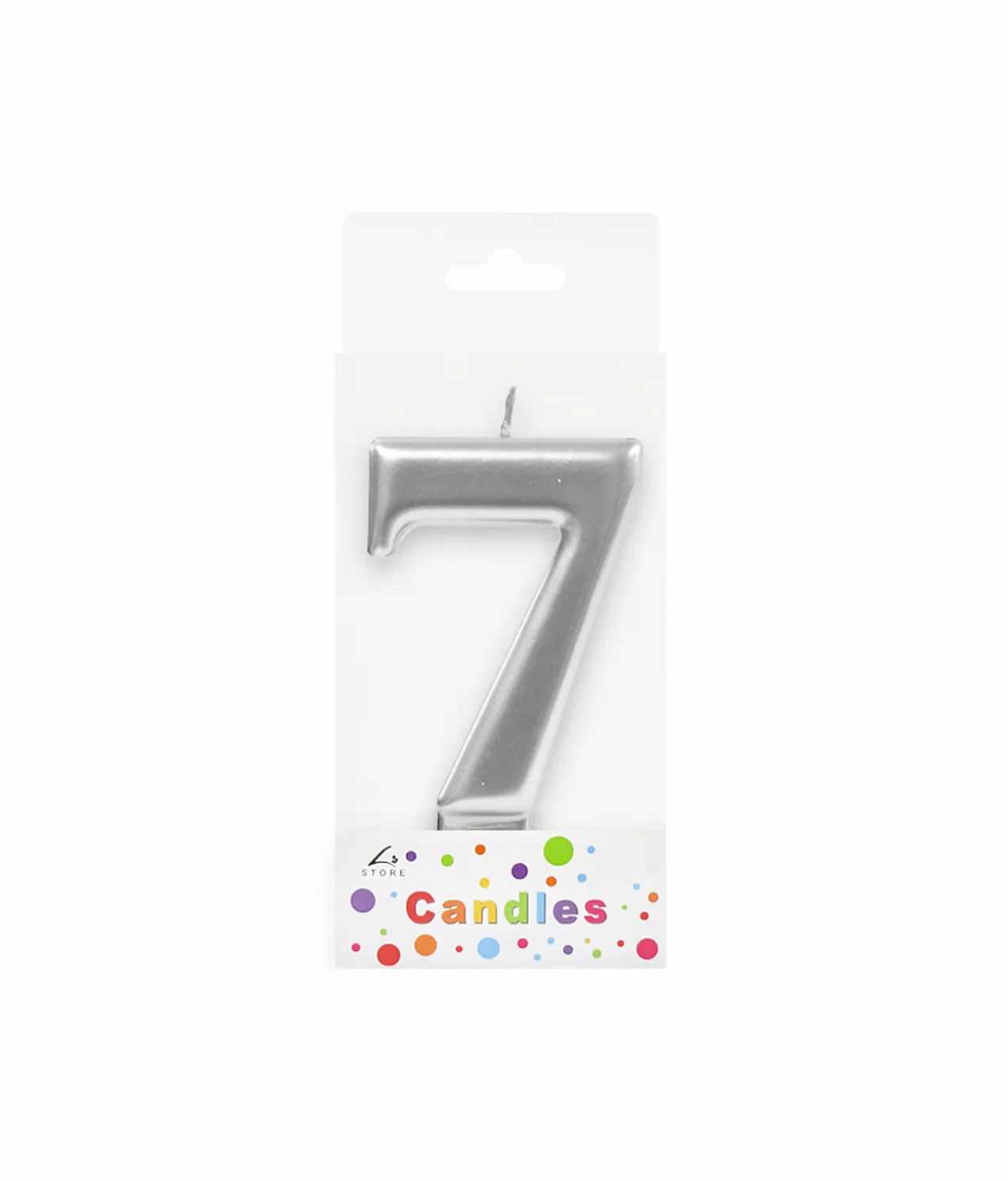 Metallic Silver Number Candle 7