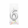 Metallic Silver Number Candle 6