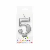 Metallic Silver Number Candle 5